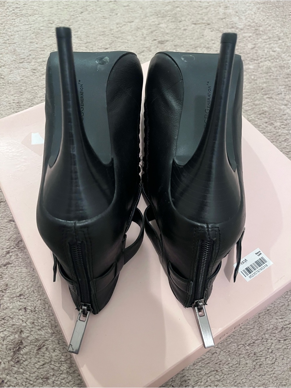 BCBGeneration Black Lace-Up Cutout Stiletto Booties